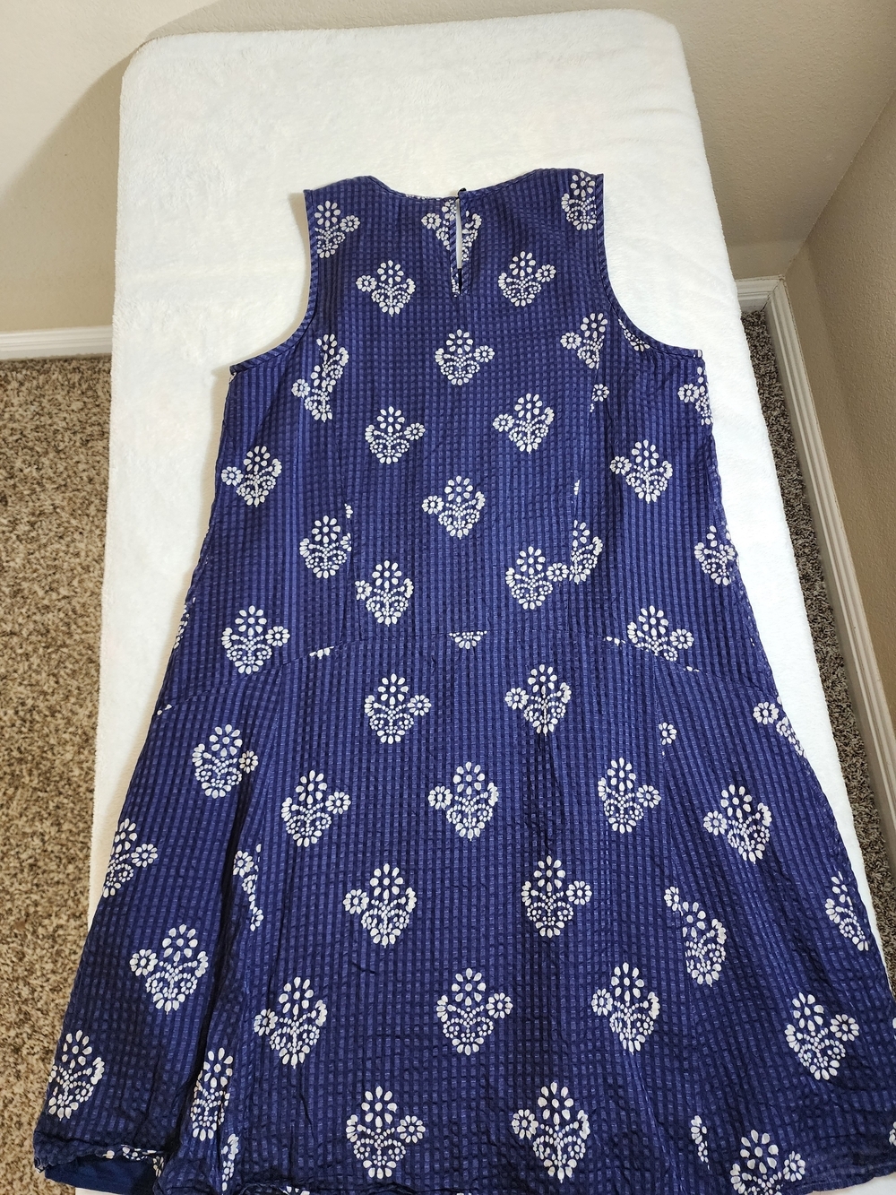Madewell Skyscape Flower Stamp Shift Dress Blue Silk Cotton Blend Size Small - Picture 11 of 14